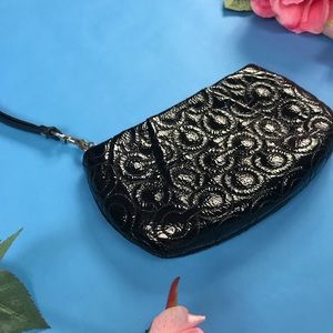 Coach black patent wristlet